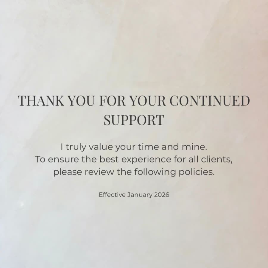 NailMuseMiami policy card: thank you for your continued support