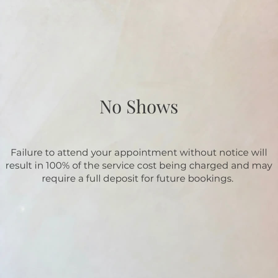 NailMuseMiami policy card: no shows