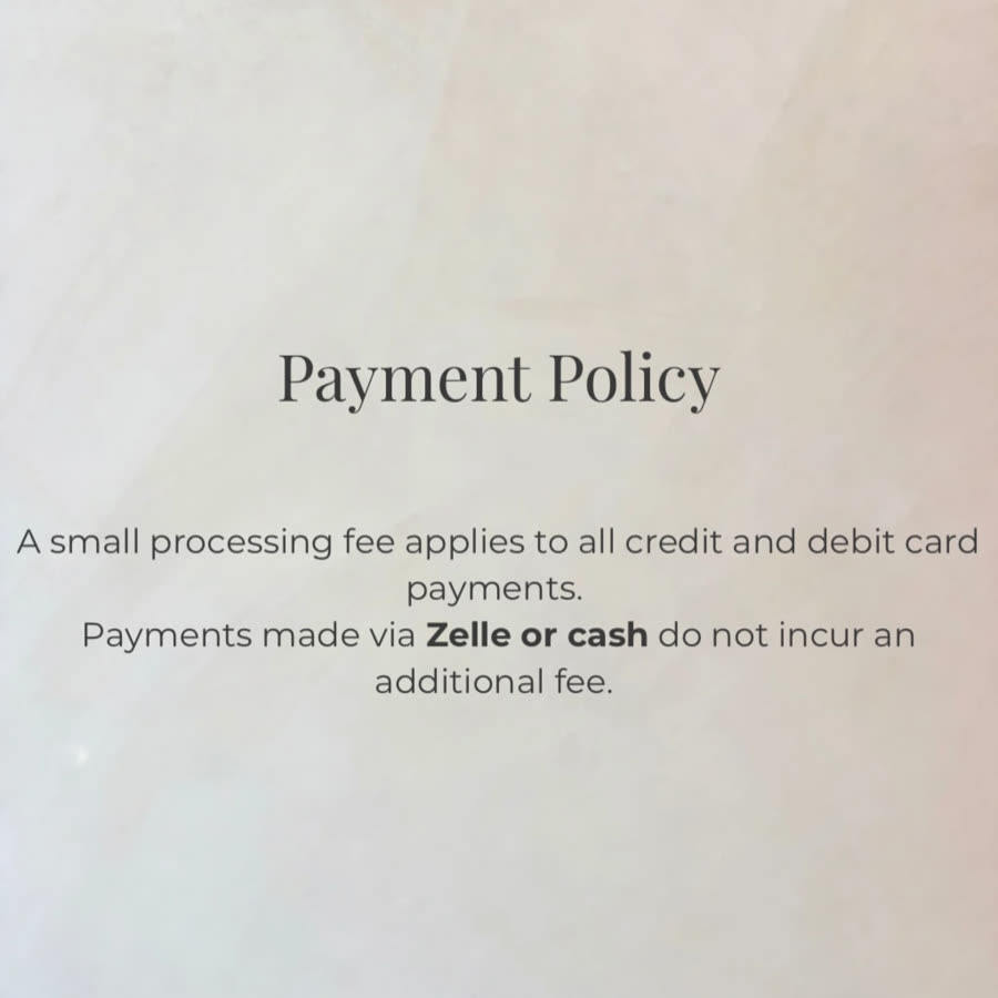 NailMuseMiami policy card: payment policy